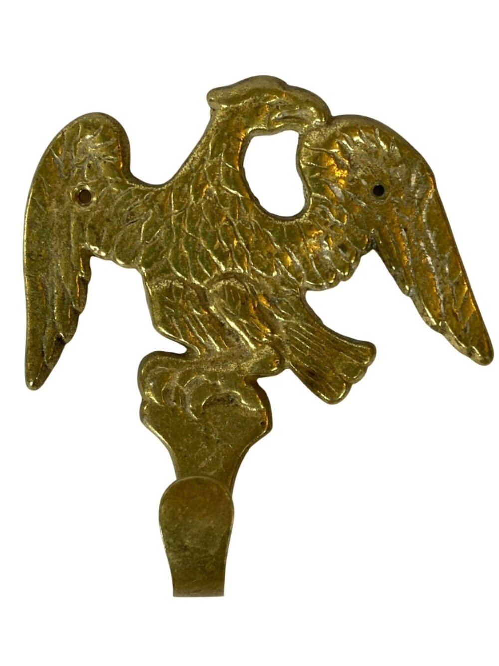 Vintage Antique Brass Eagle Wall Door Coat Hat Hook - Picture 2 of 5